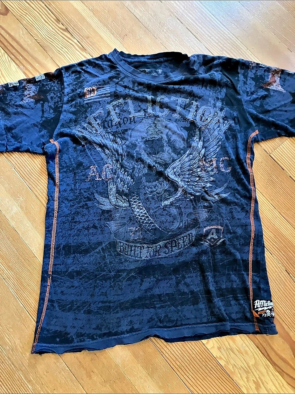 Affliction Graphic Short Sleeve Tee Blue & Black